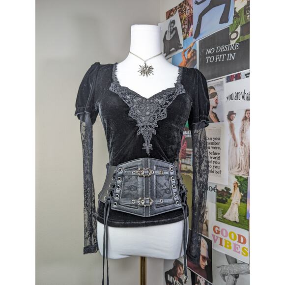 Killstar Velvet Whimsy Lace Top - Picture 1 of 7